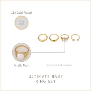 Ettika 18k Gold Plated Ring Set for Women. Ultimate Babe Stacking Ring Set. Fashion Jewelry and Accessory, 8