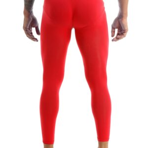 Kvysinly Men's Thermal Underwear Pants Bulge Pouch Sleep Bottom Loungewear Long Johns Leggings Red Medium