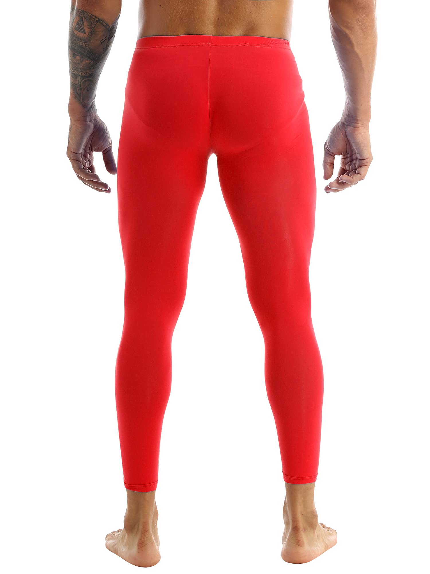 Kvysinly Men's Thermal Underwear Pants Bulge Pouch Sleep Bottom Loungewear Long Johns Leggings Red Medium