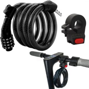 e scooter lock,bike lock combination lock cable compatible for xiaomi m365/max/gxl/ninebot/segway scooter/moto/bicycle lock 4ft long/0.472in scooter anti-theft ideal lock 4-digit/12 steel cables lock