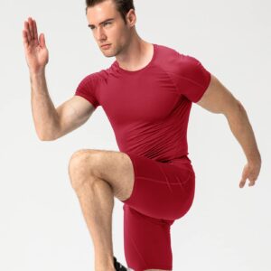 Red Compression Shirts Men Short Sleeve Workout Gym T-Shirt Running Tops Cool Dry Sports Base Layer Undershirts