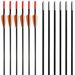 e5e10 31" Fiberglass Arrows Archery Training Practice Target Arrows with Durable Shaft Blunt Tip for Kids Youth or Beginners for Recurve Bow Long Bow (Orange and White)