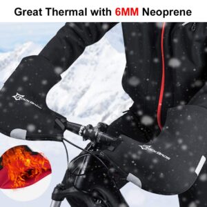 ROCKBROS Cycling Pants for Men Windproof Thermal Fleece Winter Athletic Bike Pants Handlebar Mittens Cold Weather Mountain Bike Handlebar Mittens