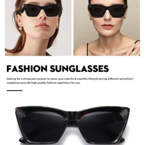 MASDUN Retro Square Cateye Sunglasses for Women Men Trendy Designer shades party dress up sunglasses (Black - Dark leopard print)