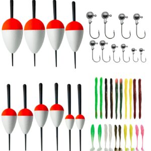 Fishing Bobbers Kit Slip Floats Set Rig Jig Heads Hook Soft Lures Adjustable Popping Cork Fishing Tackle Gear