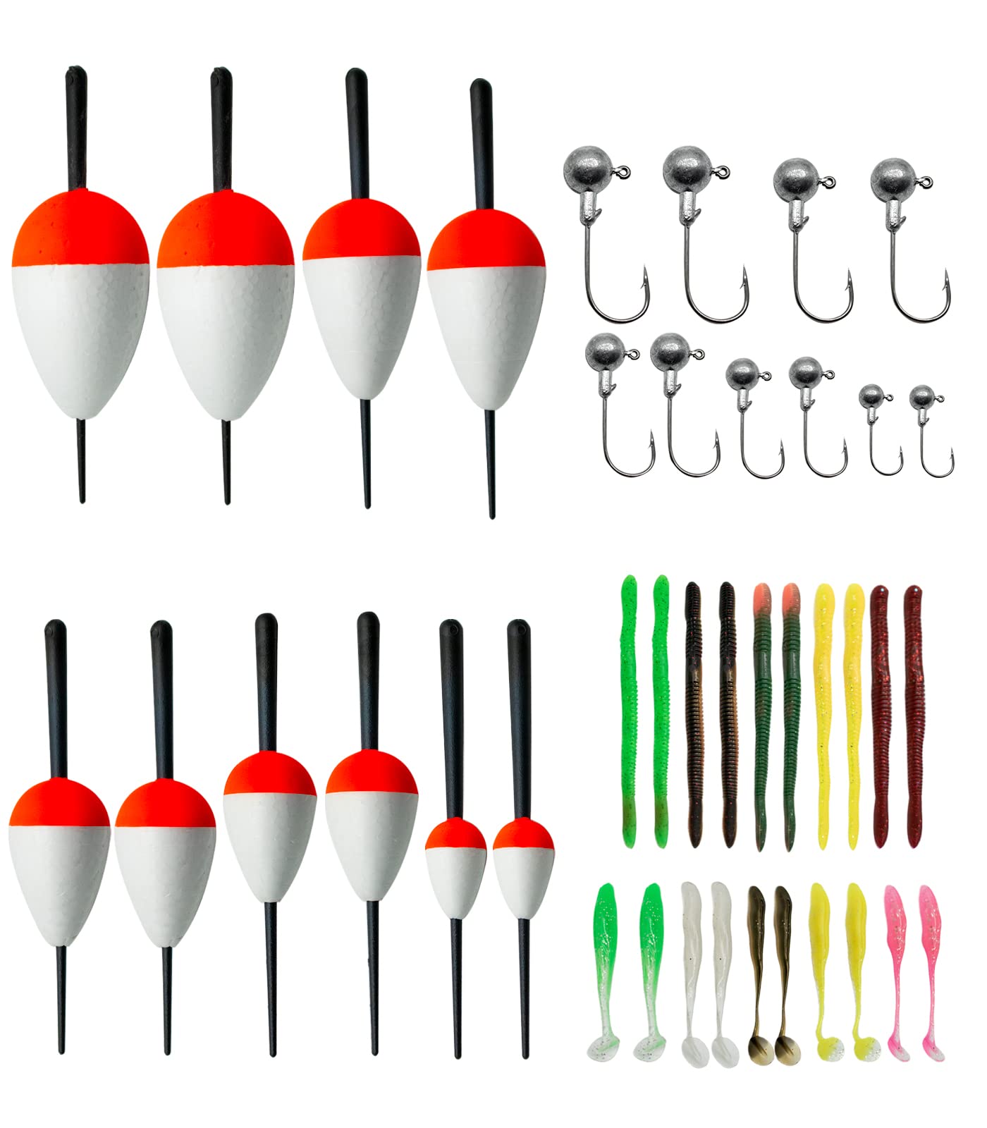 Fishing Bobbers Kit Slip Floats Set Rig Jig Heads Hook Soft Lures Adjustable Popping Cork Fishing Tackle Gear