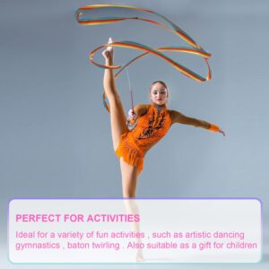 2pcs Dance Ribbons, 157.5 Inch Gymnastics Ribbon Rhythmic Dance Ribbons Baton Twirling for Artistic Dancing Kids Dancing Talent Shows