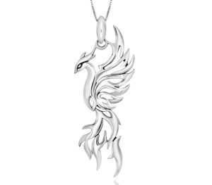 narada jewelry sterling silver open filigree rising phoenix bird pendant necklace, 18"