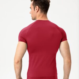 Red Compression Shirts Men Short Sleeve Workout Gym T-Shirt Running Tops Cool Dry Sports Base Layer Undershirts