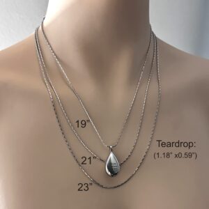 Personalized Engraved Teardrop Keepsake Ashes Necklace Urn Pendant Cremation Memorial Jewelry for Women, Girls Her