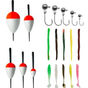 Fishing Bobbers Kit Slip Floats Set Rig Jig Heads Hook Soft Lures Adjustable Popping Cork Fishing Tackle Gear