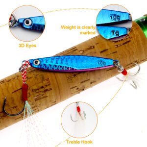 Fishing Jigs Metal Fishing Spoons Lures Hardbaits, Spinner Blade Bait Long Casting 3D Eyes Treble Hook VIB Swimbait Freshwater Saltwater Fishing jigs for Bass Walleye (C-10pcs 0.25oz&0.35oz)