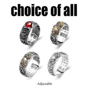 choice of all Pixiu Ring Feng Shui Ring for Women Men Buddhist Heart Sutra Ring Opening Adjustable Mantra Amulet Protection Wealth Luck Ring Gift for Men Sutra Ring…