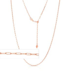 Floreo 14k Rose Gold 1.5mm Adjustable Paperclip Link Chain Necklace, 22 Inch