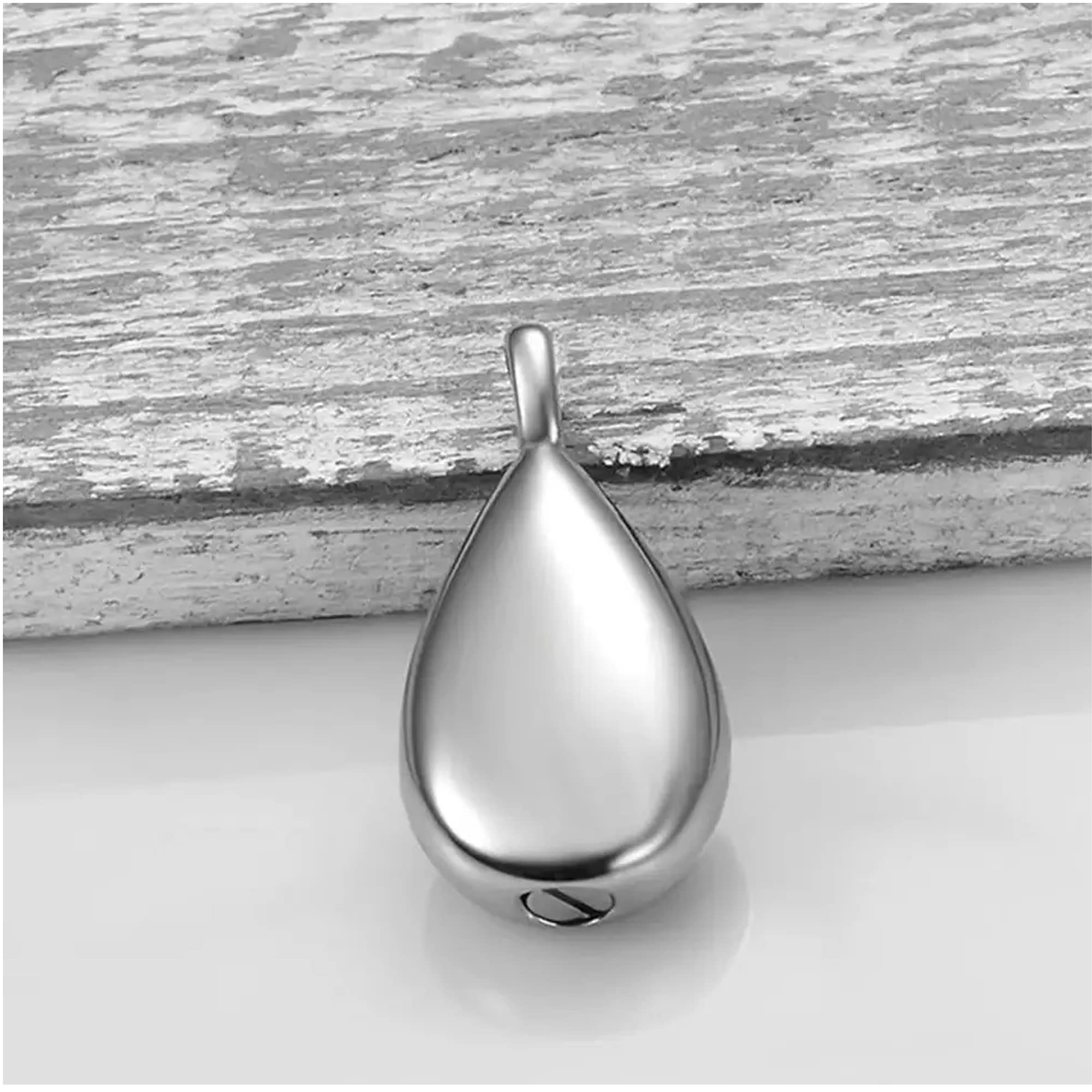 Personalized Engraved Teardrop Keepsake Ashes Necklace Urn Pendant Cremation Memorial Jewelry for Women, Girls Her