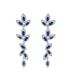 udylgoon women chandelier wedding prom earrings cubic zirconia crystal drop dangle earrings for bride (royal blue)