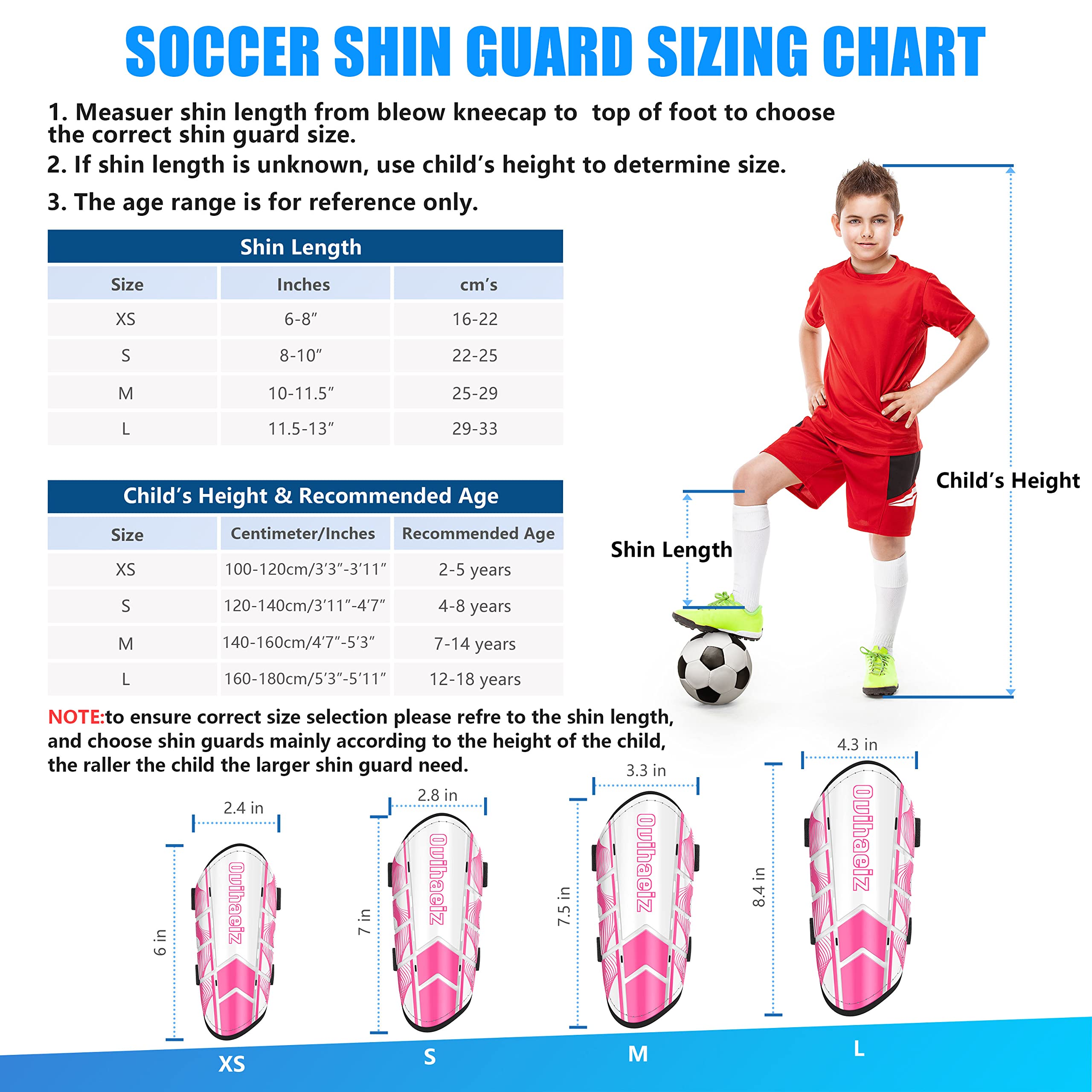 Shin Guards Soccer Youth Kids Football Shin Pads Boys Girls Toddler Adult Shin Guard Calf Protective Gear Leg Equipment ShinGuards Suitable for 4 5 6 7 8 9 10 11 12 Years Old (M, Pink)