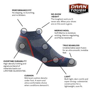 Darn Tough Men's Light Hiker No Show Lightweight with Cushion Hiking Sock (Style 1990) - Cascade, X-Large