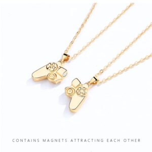 Cicod Game Controller Necklaces for Women,Matching Gold Necklace for Couples,Console Handle Pendant for Best Friends Valentine's Him and Her Lovers Friendship Jewelry (Gold)