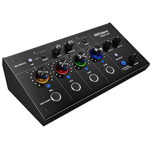 Roland BRIDGE CAST Dual Bus Gaming Mixer | Professional Audio Streaming Interface and Mixer for Online Gamers | 32-Bit Hardware DSP | USB-C Windows and Mac Connectivity | XLR Input for Microphones