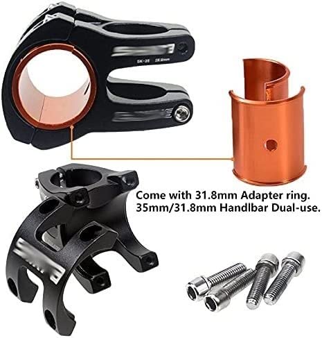 ZECHAO Mountain Road Bike Stem 35mm,Bike Stem Ultralight Stem 31.8/35mm Handlebar Stem Bike Riser Mountain AM XC DH Stem Bike Part Bike Stem (Color : Black, Size : 31.8/35mm)