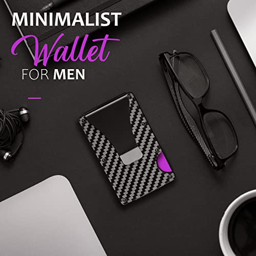 T-carbon RFID Signal Blocking Minimalist Wallet for Men,Carbon Fiber Money Clip Wallet Credit Card Holder for Husband Business Partner Pocket Wallets