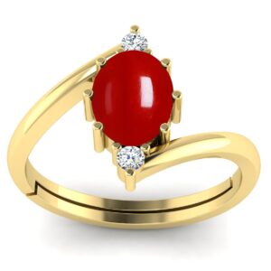 SirDaksh 5.00 Carat Natural Red Moonga Coral Ring For Women And Men