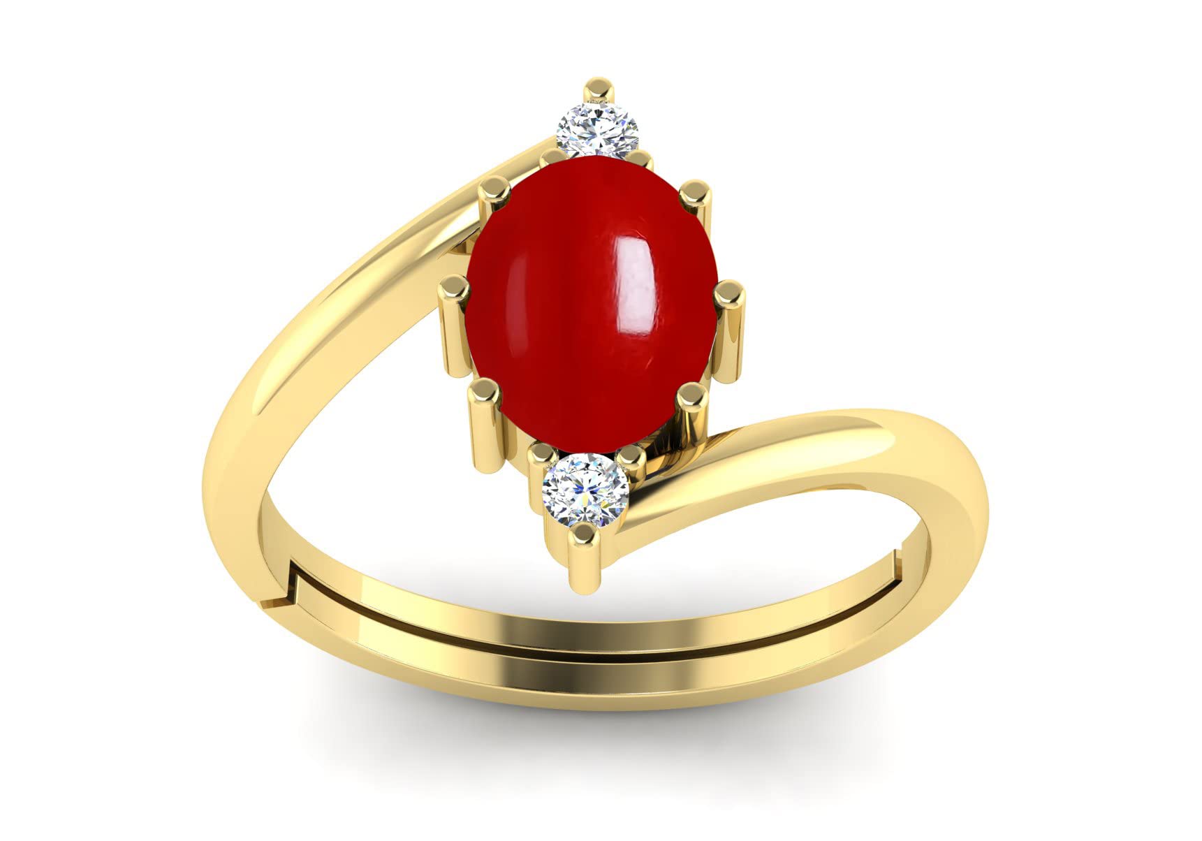 SirDaksh 5.00 Carat Natural Red Moonga Coral Ring For Women And Men