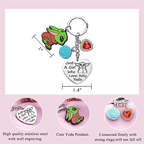 Melix Home Baby Yo-da Gifts Cute Mandalorian Keychain Gift For Daughter Teen Girls Yo-da Stuff Heart Keychains Birthday Present