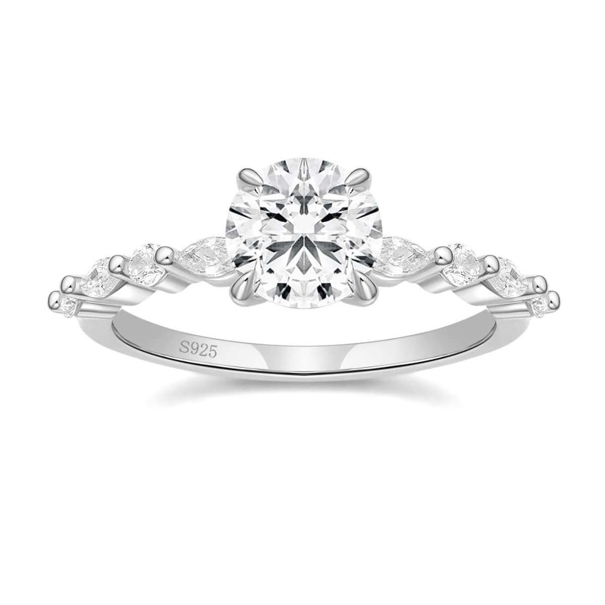 POMODA 1.5 CT Moissanite Engagement Rings For Women 925 Sterling Silver Rings Round Cut Promise Wedding Rings Stunning Wedding Bands for Women Size 7