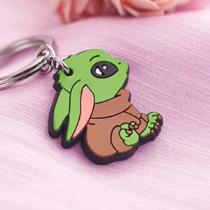 Melix Home Baby Yo-da Gifts Cute Mandalorian Keychain Gift For Daughter Teen Girls Yo-da Stuff Heart Keychains Birthday Present