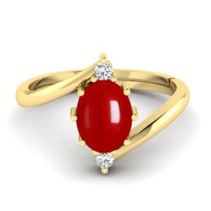 SirDaksh 5.00 Carat Natural Red Moonga Coral Ring For Women And Men