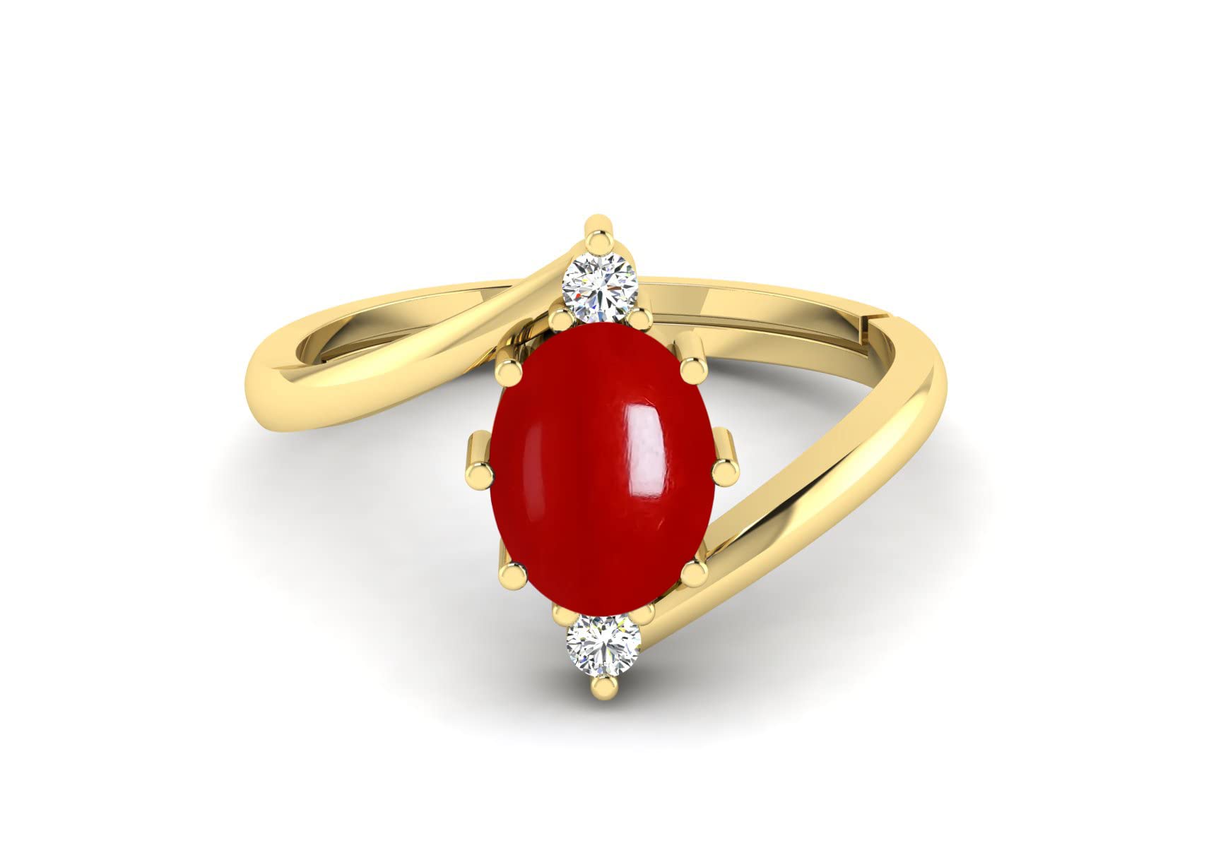 SirDaksh 5.00 Carat Natural Red Moonga Coral Ring For Women And Men