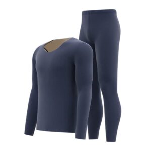 TOWMUS Mens Underwear Mens 2 Piece Base Layer Long Sleeve Long Pant Thermal Underwear Set for Cold Winter Navy