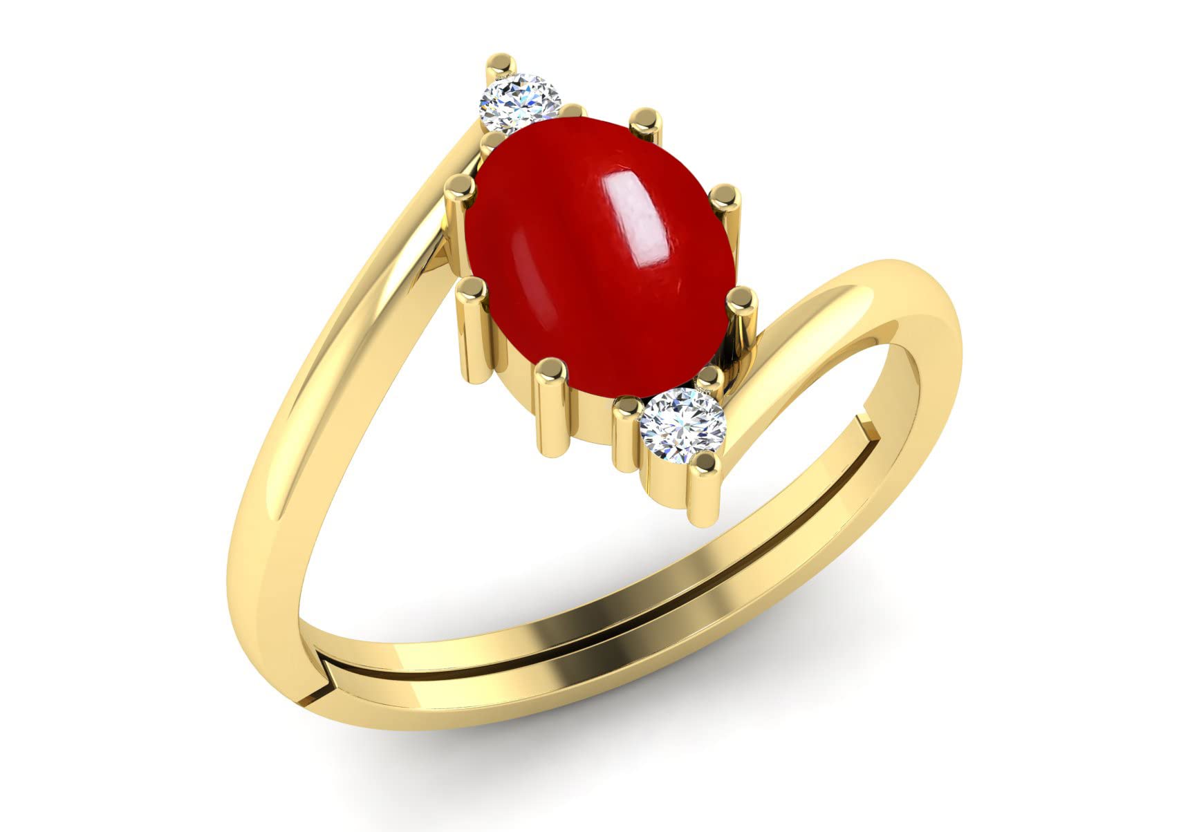 SirDaksh 5.00 Carat Natural Red Moonga Coral Ring For Women And Men