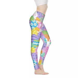 belidome cute easter bunny egg women's leggings yoga pants tummy control butt lift high waist gym tights plus size xs-3xl for workout casual party wear rabbit print