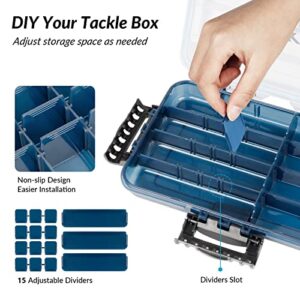 THKFISH Fishing Tackle Box 3600 Tackle Tray Floating Fishing Lure Box Storage Organizer Small Plastic Box with Adjustable Dividers,Sun-Proof 2PCS