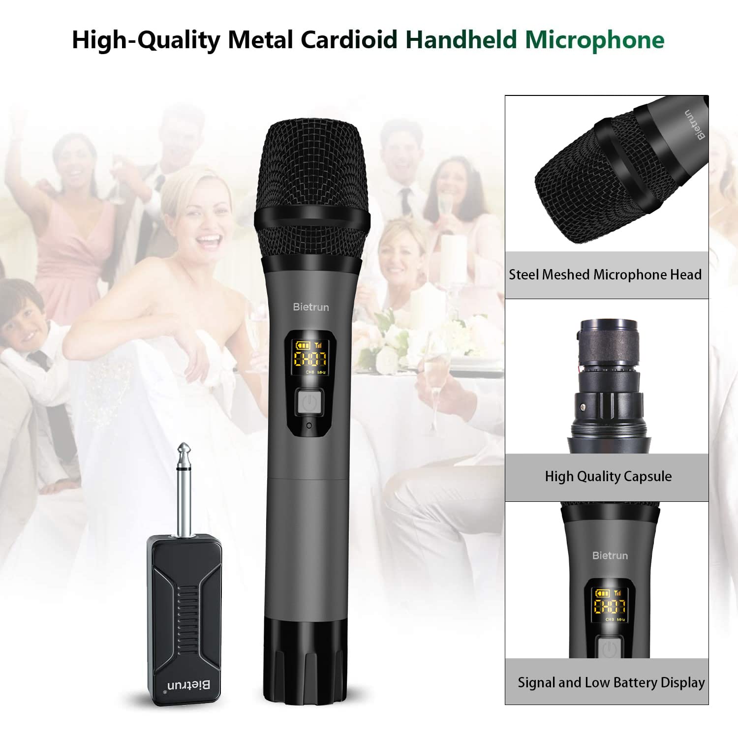 Bietrun Wireless Microphone with Microphone Stand