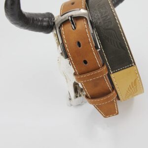 URAMAN Cowboy Embossed Leather Belts For Men With Buckle Western Country Belts for Jeans Pants Dresses Casual