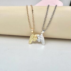 Cicod Game Controller Necklaces for Women,Matching Gold Necklace for Couples,Console Handle Pendant for Best Friends Valentine's Him and Her Lovers Friendship Jewelry (Gold)