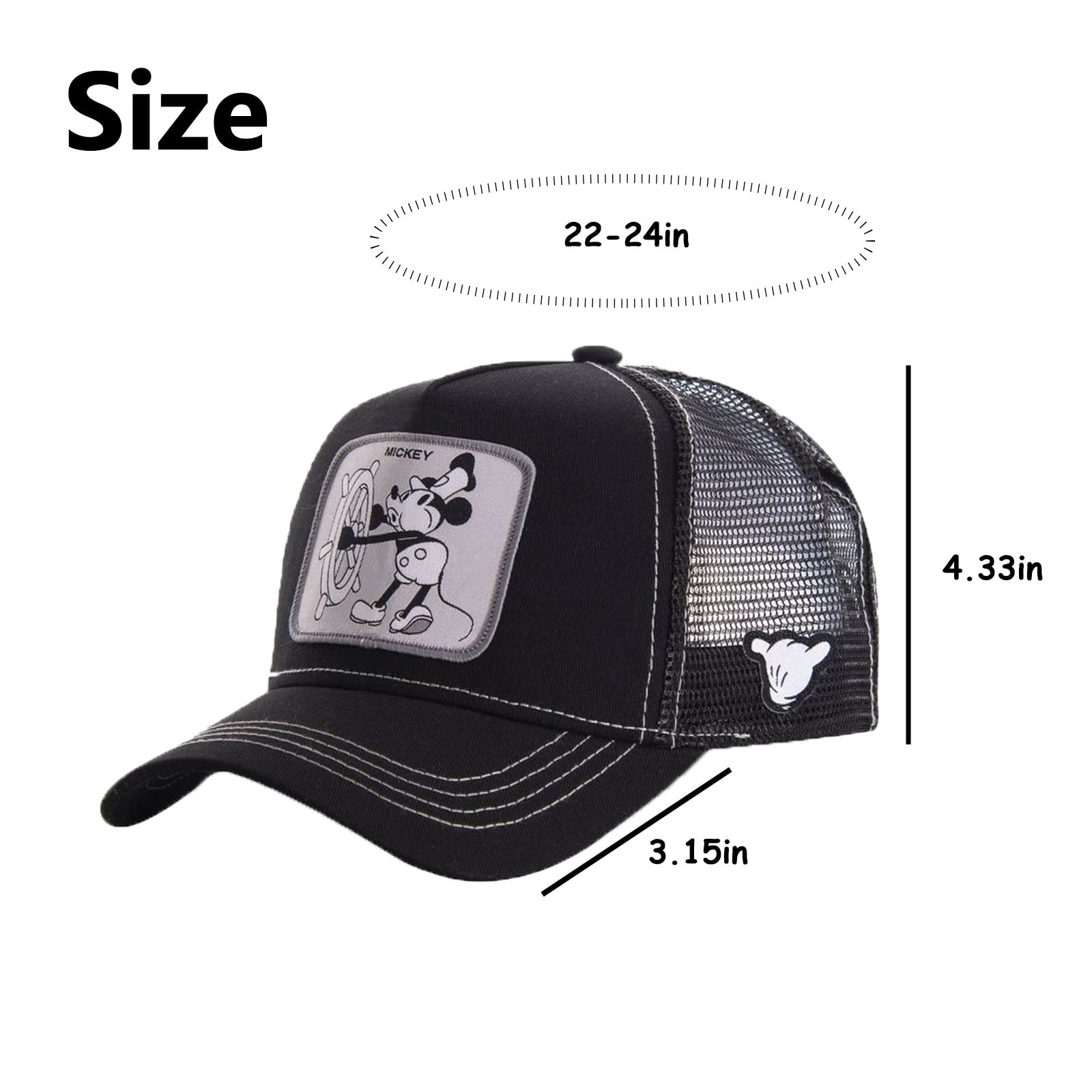 secwell Anime Cartoon Hats Cartoon Baseball Cap Trucker Cap Men Women Hip Hop Dad Mesh Hat for Outdoor Sports（Black）