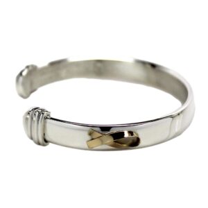 until there's a cure sterling silver with gold classic cuff bracelet (silver, large)