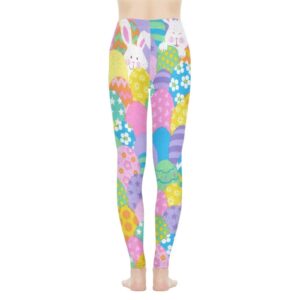 Belidome Cute Easter Bunny Egg Women's Leggings Yoga Pants Tummy Control Butt Lift High Waist Gym Tights Plus Size XS-3XL for Workout Casual Party Wear Rabbit Print