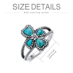 BETHZA Turquoise Cross Ring Sterling Silver Natural Turquoise Flower Ring Navajo Tribes Style Ring for Women