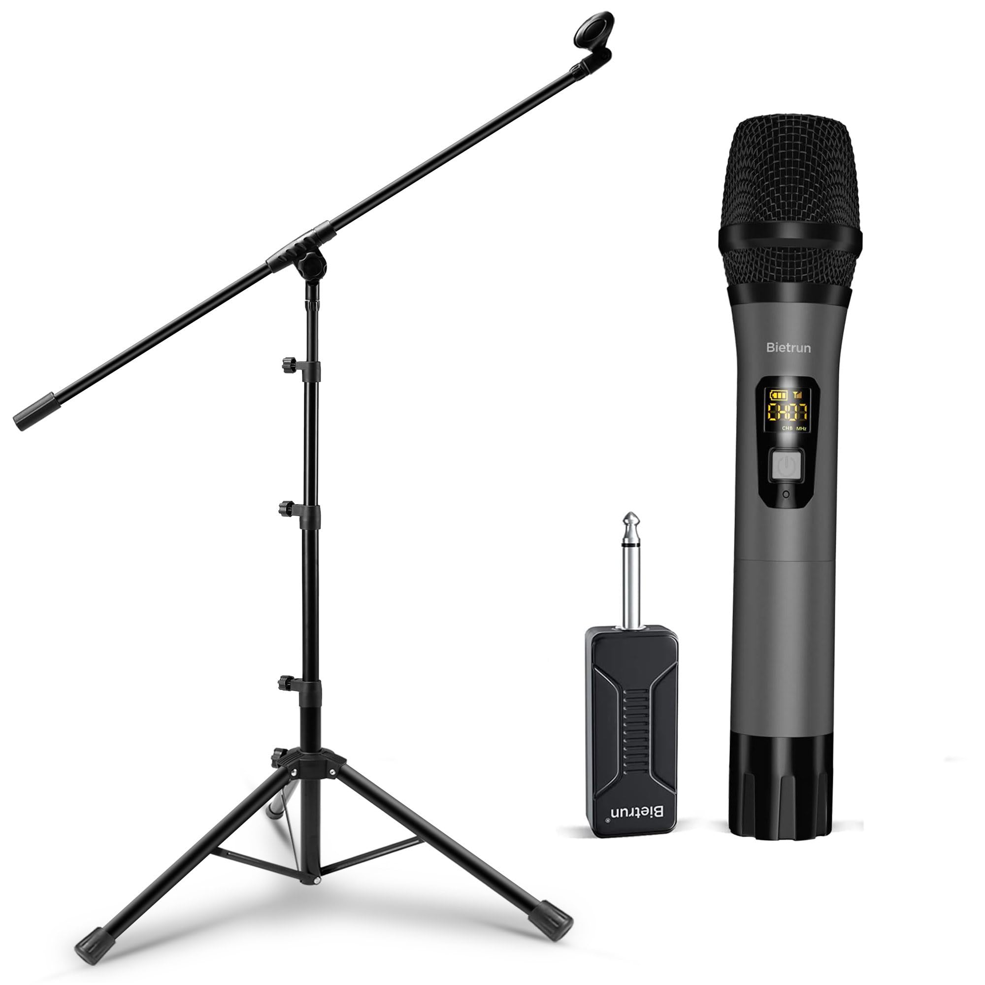 Bietrun Wireless Microphone with Microphone Stand