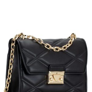 Michael Kors Serena Medium Flap Shoulder Bag In Gold/Black