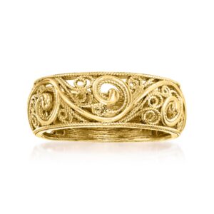 ross-simons 18kt gold over sterling scrollwork ring. size 8