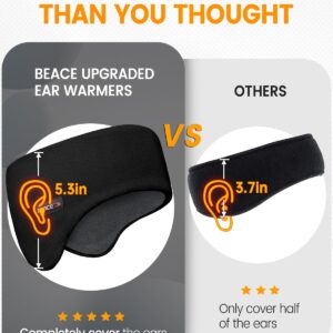 BEACE Double-Layer Fleece Ear Warmers Winter Headband for Men Women-Ear Muffs Ear Covers for Running Cycling Ski