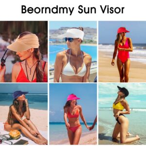 Beorndmy Sun Visor Hat Womens Wide Brim Elastic Empty Top Summer Hats for Women UV Protection Beach Travel Cap