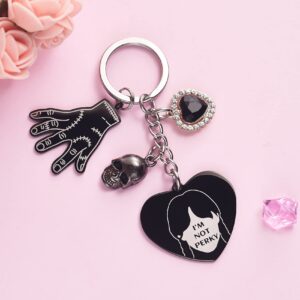 Wednesday Merchandise Keychain Wensday Gifts for BFF Daughter Teen Girls Heart Keychains Birthday Gift